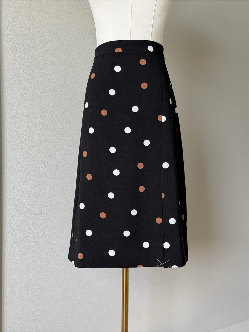 Ann Taylor Factory Polka Dot A-Line Midi Skirt Front Slit - 4P